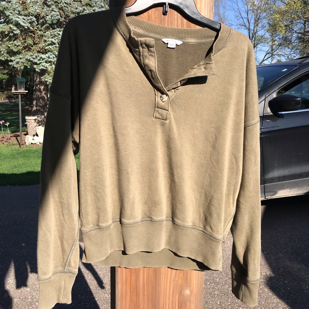 comfy and cozy olive green crop crewneck